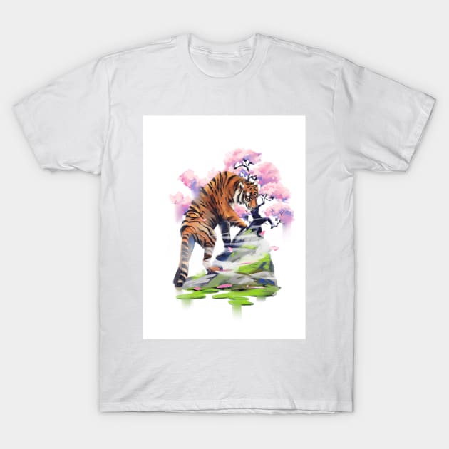 Lotus Tiger T-Shirt by dbcreations25